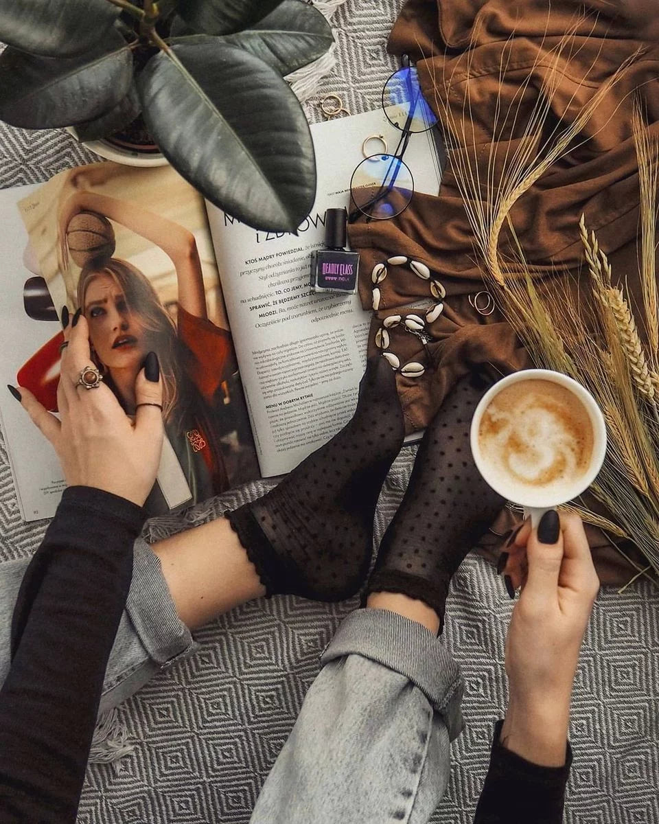 Black Sheer Polka Dot Socks – Elegant Women’s Fashion Hosiery