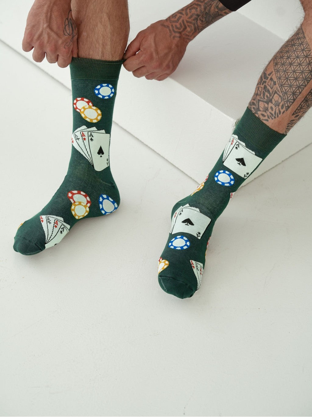 Men’s Dark Green Casino-Themed Socks – Stylish & Comfortable