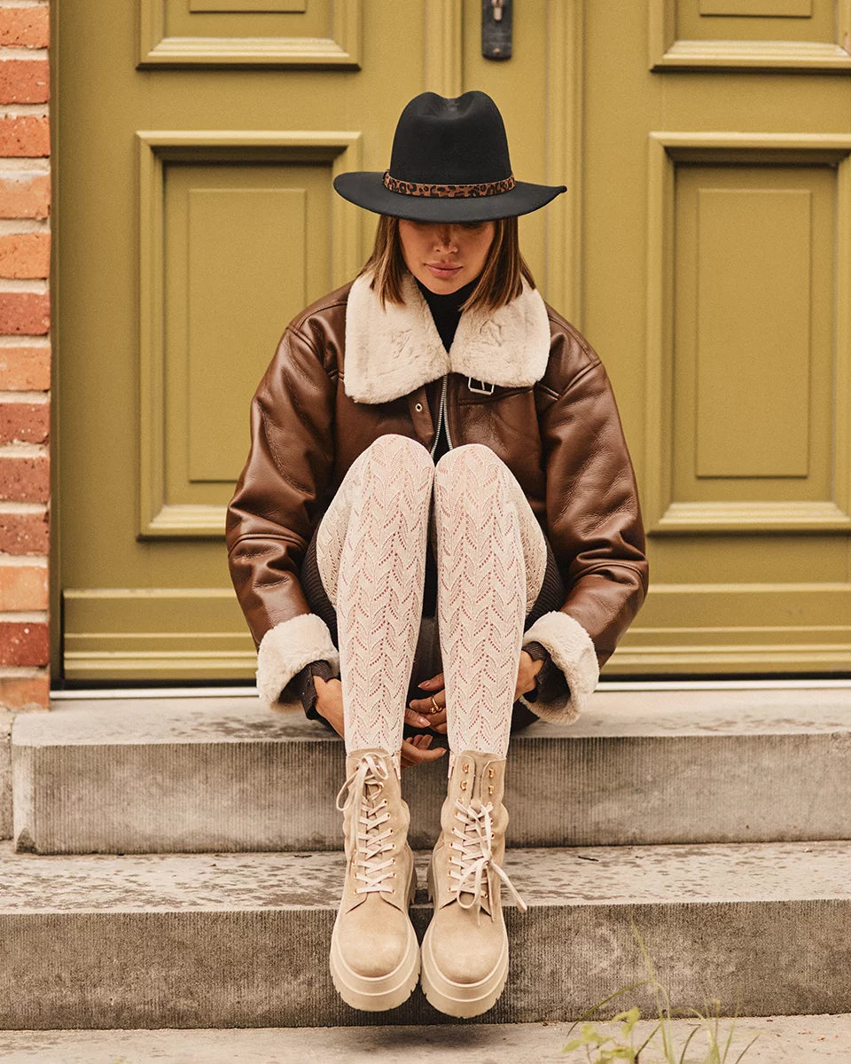 Thick Jacquard Cotton Tights - Cashmir | Warm & Comfortable