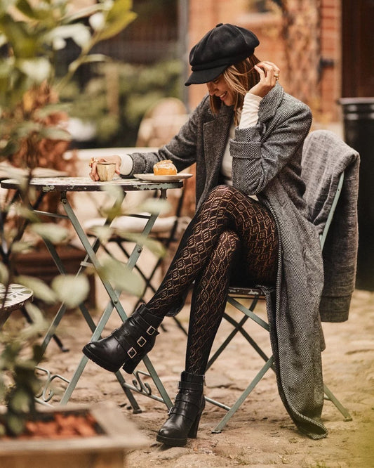 Latte & Black Cashmere 103-Style Patterned Tights – Elegant Women’s Fashion Hosiery