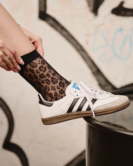Caty Leopard Print Sheer Socks: Unleash Your Wild Side - Top Tights