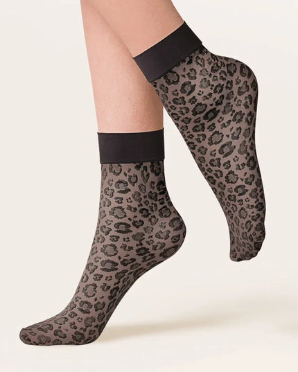 Caty Leopard Print Sheer Socks: Unleash Your Wild Side - Top Tights