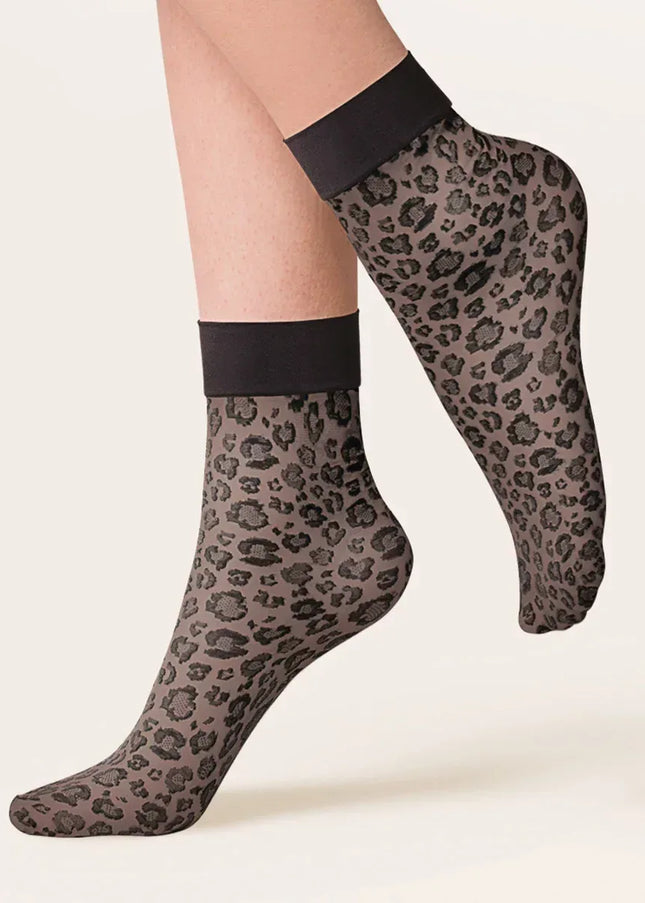 Caty Leopard Print Sheer Socks: Unleash Your Wild Side - Top Tights