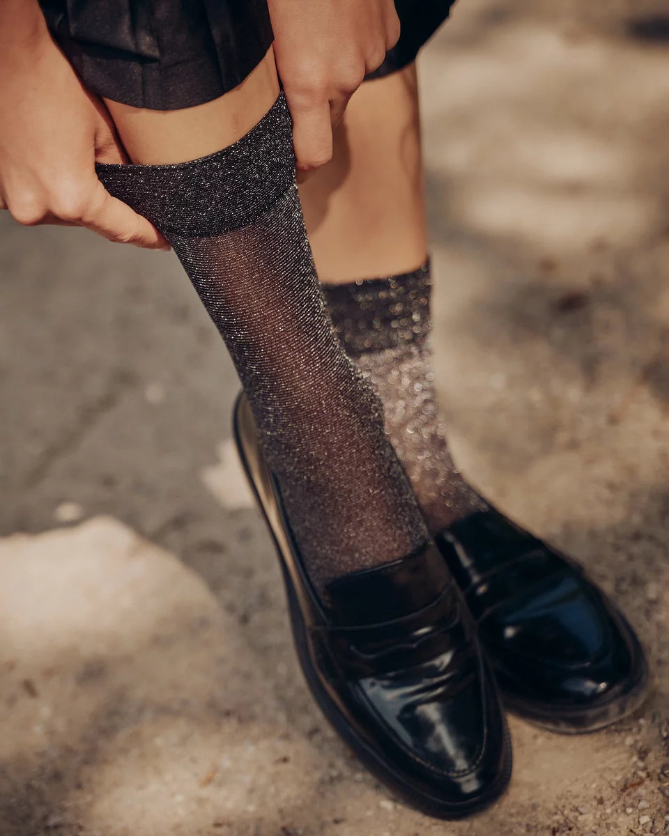 Silver glittery pantyhose socks - add sparkle to any outfit!