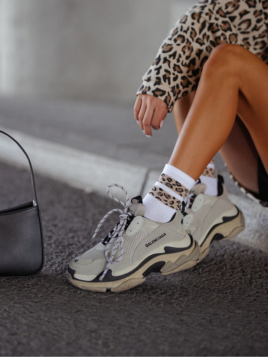 Women's White Socks with Leopard Print – Trendy & Stylish