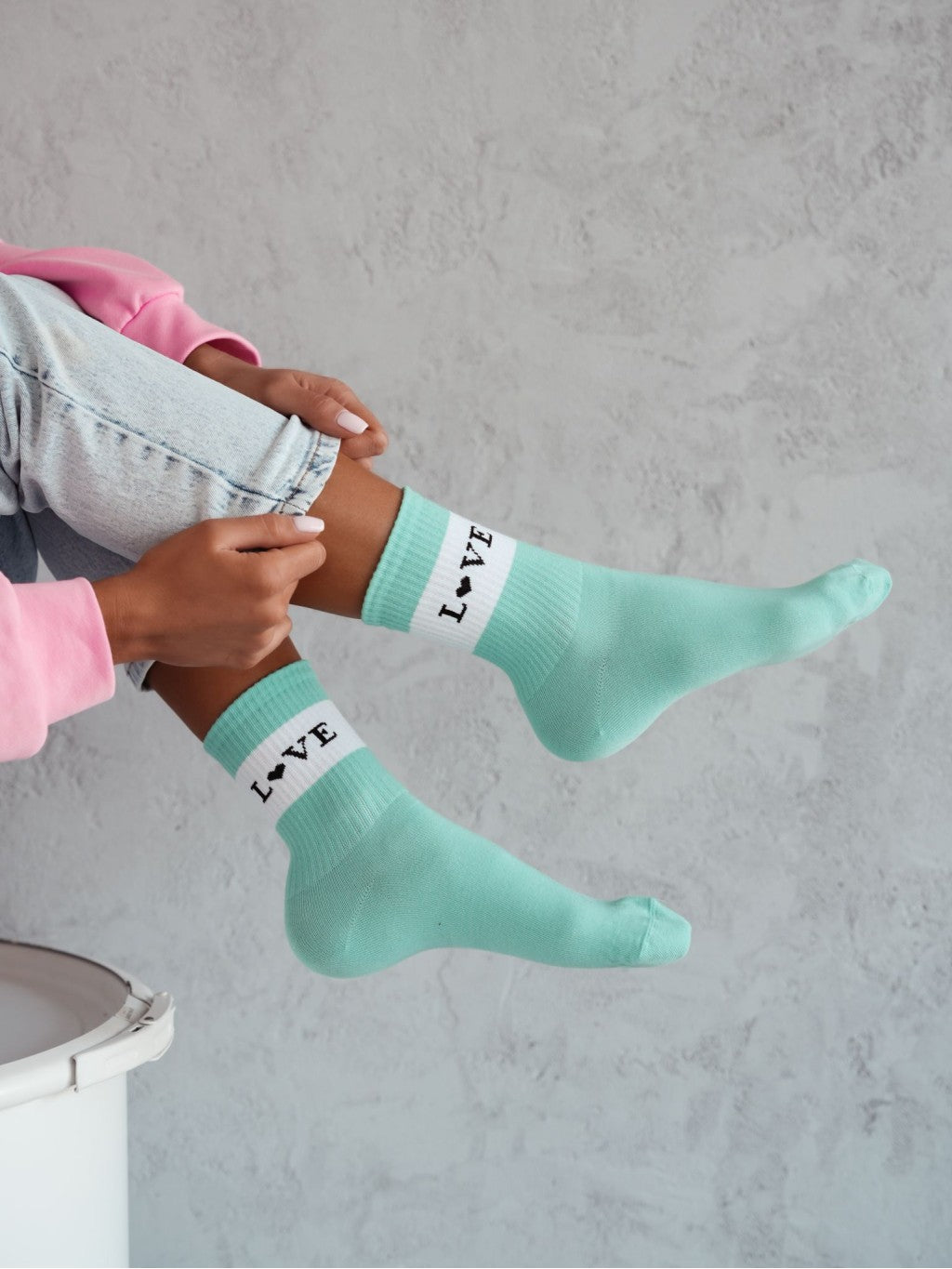 Spread the LOVE – Pink & Mint Cotton Socks