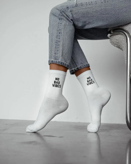 ‘No Bad Vibes’ Cotton Socks – Cosy, Fun & Positive - Top Tights
