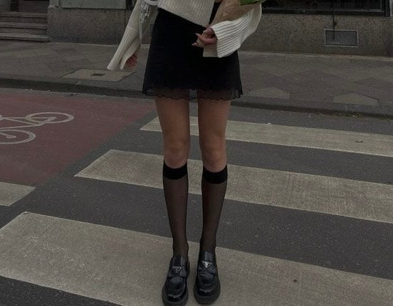 20 denier Knee High Socks – Black & Beige, Soft and Comfortable Hosiery for Women”