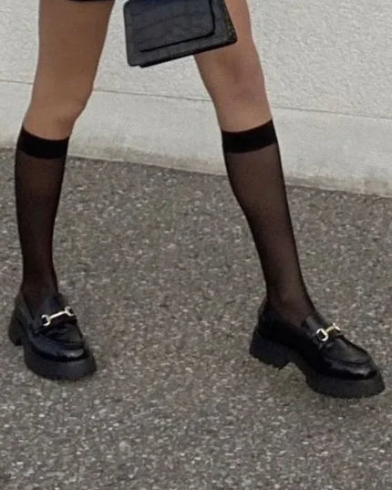 20 denier Knee High Socks – Black & Beige, Soft and Comfortable Hosiery for Women” - Top Tights