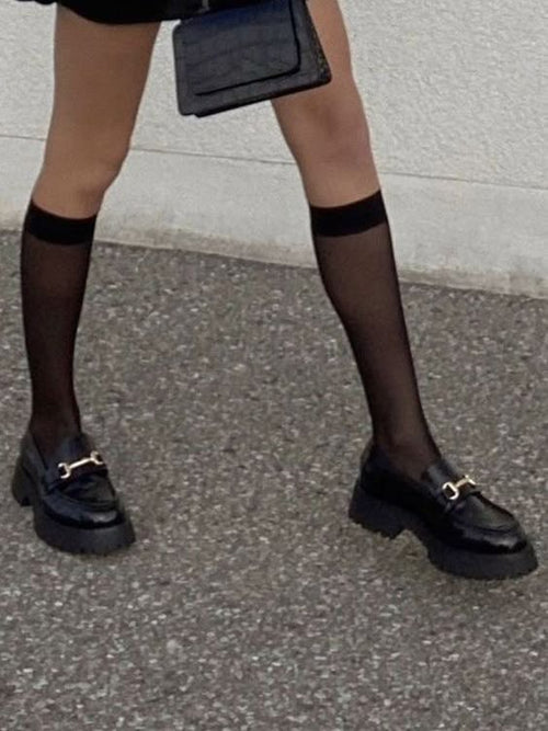 20 denier Knee High Socks – Black & Beige, Soft and Comfortable Hosiery for Women”