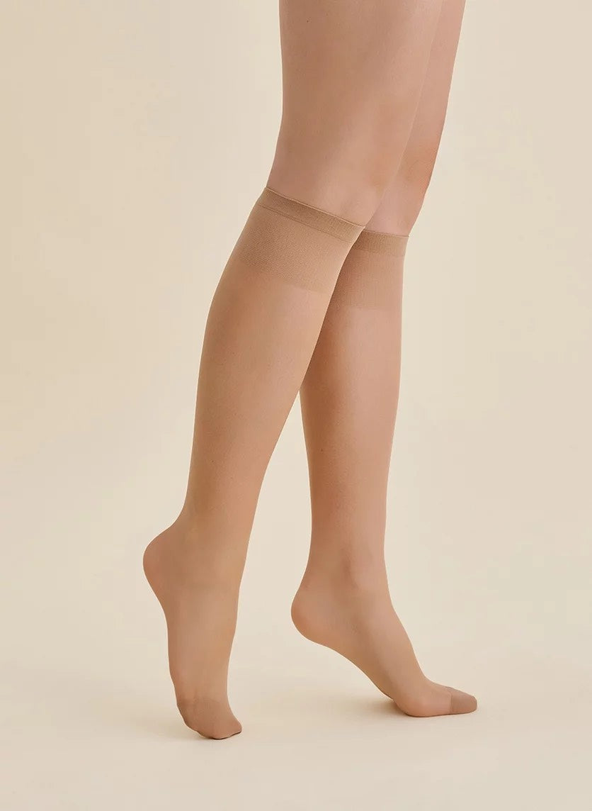 20 denier Knee High Socks – Black & Beige, Soft and Comfortable Hosiery for Women”