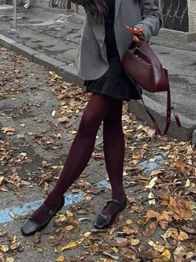 Microfibre Tights in Light Brown, Burgundy &amp; Black – Stylish Women’s Hosiery