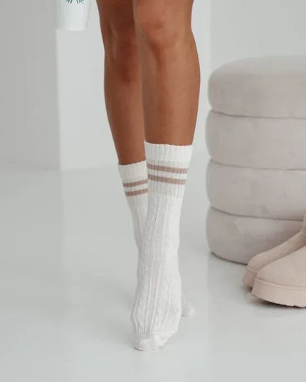 Openwork Cotton Socks with Stripe – Cosy, Chic & Stylish - Top Tights
