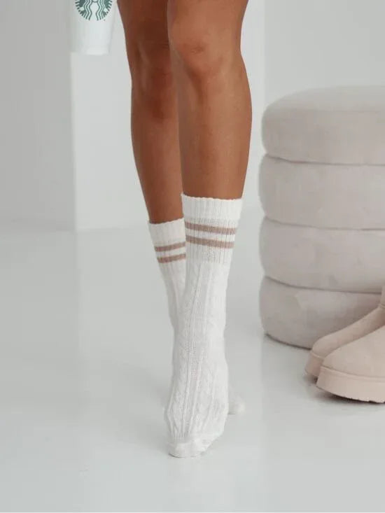 Openwork Cotton Socks with Stripe – Cosy, Chic & Stylish - Top Tights