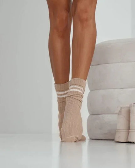 Openwork Cotton Socks with Stripe – Cosy, Chic & Stylish - Top Tights