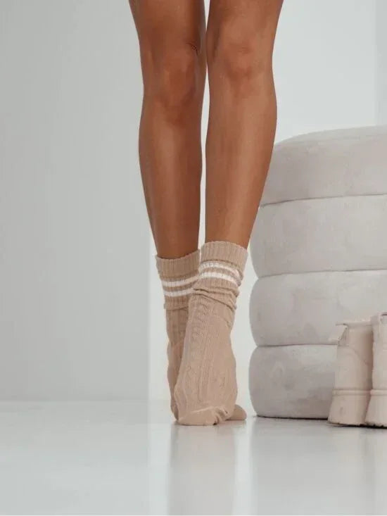 Openwork Cotton Socks with Stripe – Cosy, Chic & Stylish - Top Tights