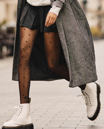 Black Heart Pattern Tights