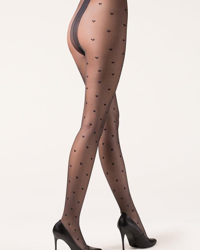 Black Heart Pattern Tights
