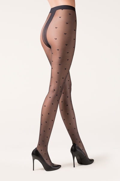 Black Heart Pattern Tights