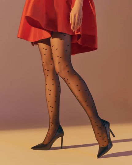 Lovie 20 Den Heart Pattern Tights – Sheer, Elegant & Stylish