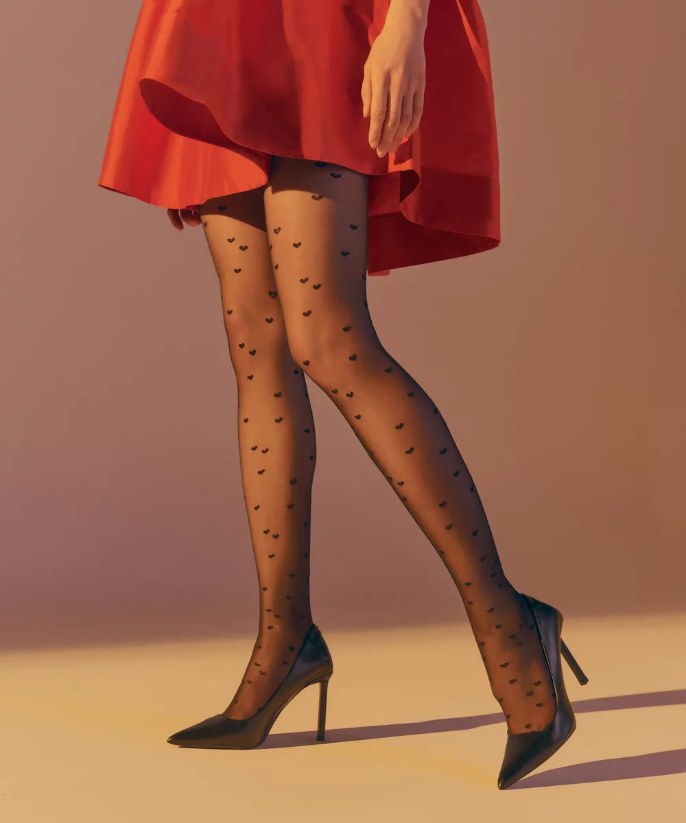 Lovie 20 Den Heart Pattern Tights – Sheer, Elegant & Stylish