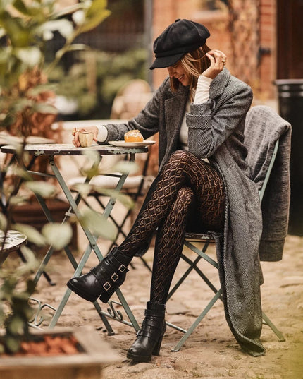 Thick Jacquard Cotton Tights - Cashmir 103 | Warm & Comfortable