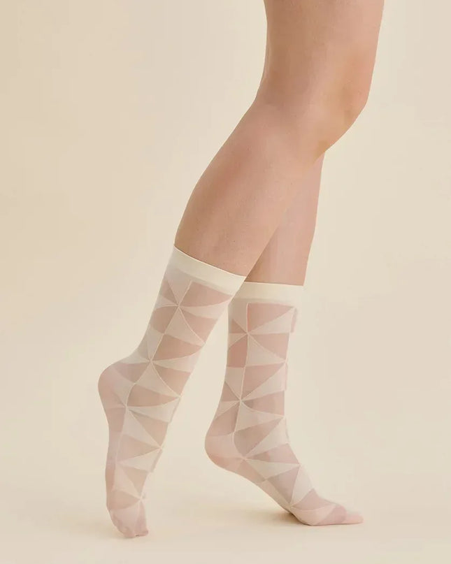 Geometric Sheer Black Socks – Statement Elegance with a Modern Twist - Top Tights