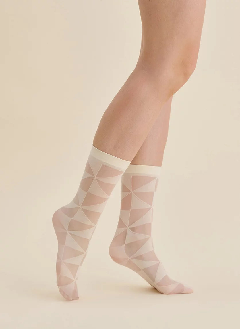 Geometric Sheer Black Socks – Statement Elegance with a Modern Twist