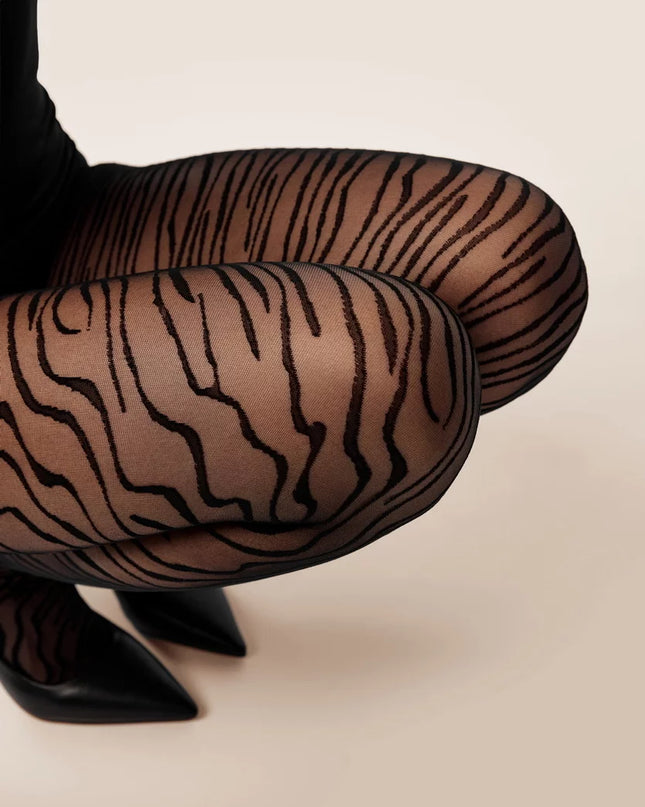 Zebra Print Tights 20 Denier – Women’s Sheer Animal Print Tights with Bold Stripes