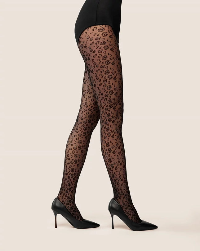 Leonia Leopard Print Tights 20 Denier – Women’s Sheer Animal Print Tights