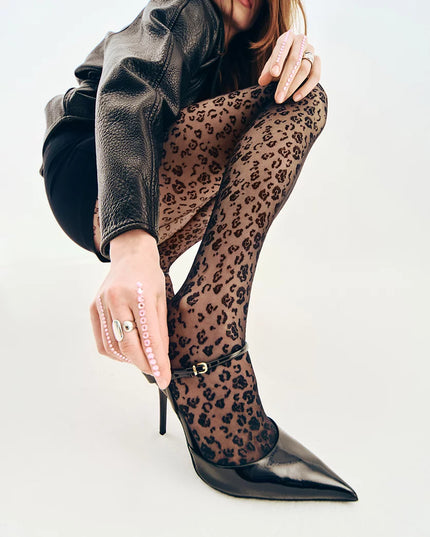 Leonia Leopard Print Tights 20 Denier – Women’s Sheer Animal Print Tights