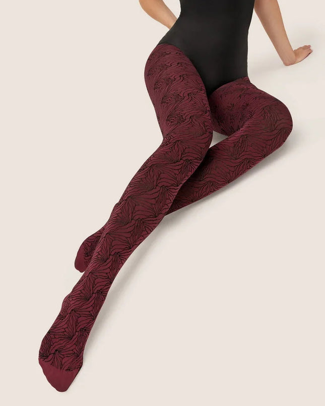 Gabriella Velora 100 DEN Thick Patterned Opaque Tights – Abstract Patterned Thermal Legwear