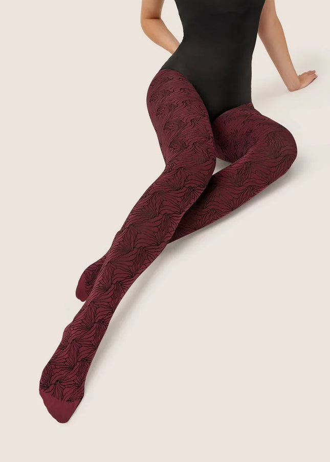 Gabriella Velora 100 DEN Thick Patterned Opaque Tights – Abstract Patterned Thermal Legwear