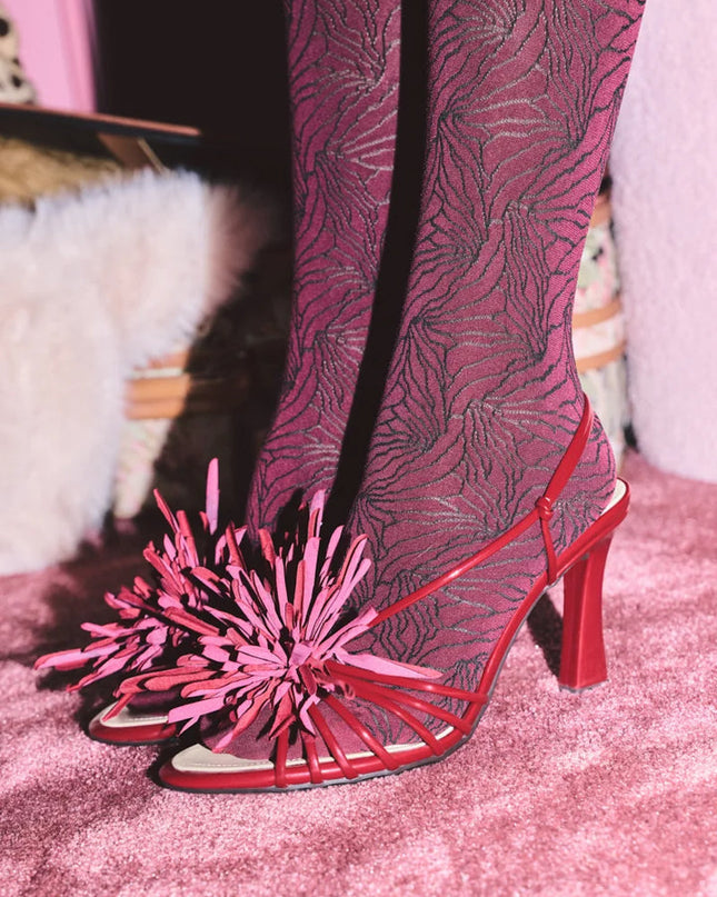 Gabriella Velora 100 DEN Thick Patterned Opaque Tights – Abstract Patterned Thermal Legwear