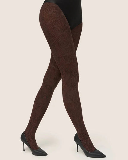 Gabriella Velora 100 DEN Thick Patterned Opaque Tights – Abstract Patterned Thermal Legwear