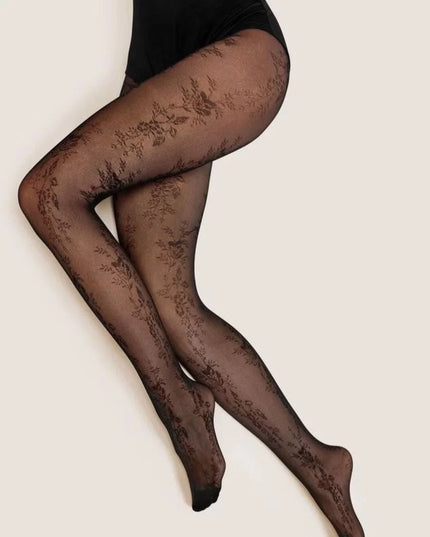 Doris Floral Tights 30 Denier – Women’s Patterned Sheer Tights with Delicate Flower Design
