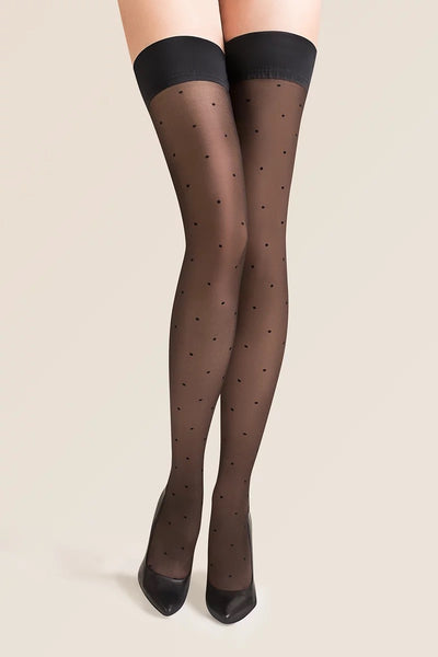 Black Polka Dot Hold-Up Stockings