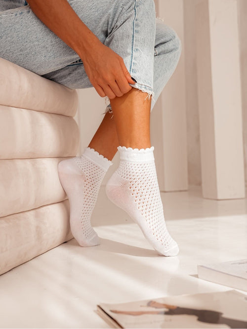 Openwork Cotton Socks with Side Bow – Cosy, Chic & Playful