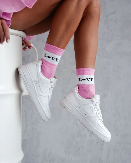 Women’s “LOVIE” Pastel Statement Crew Socks - Top Tights