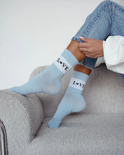 Women’s “LOVIE” Pastel Statement Crew Socks - Top Tights