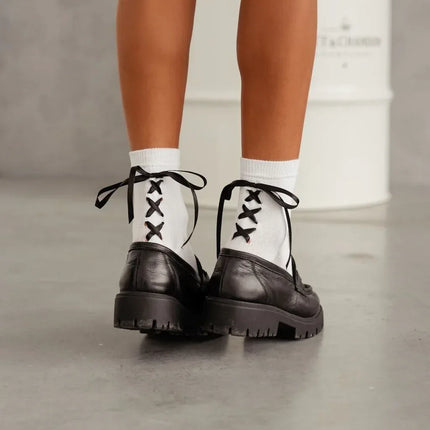 Cotton Socks with Back Lace-Up Ribbons – Cosy, Chic & Feminine - Top Tights