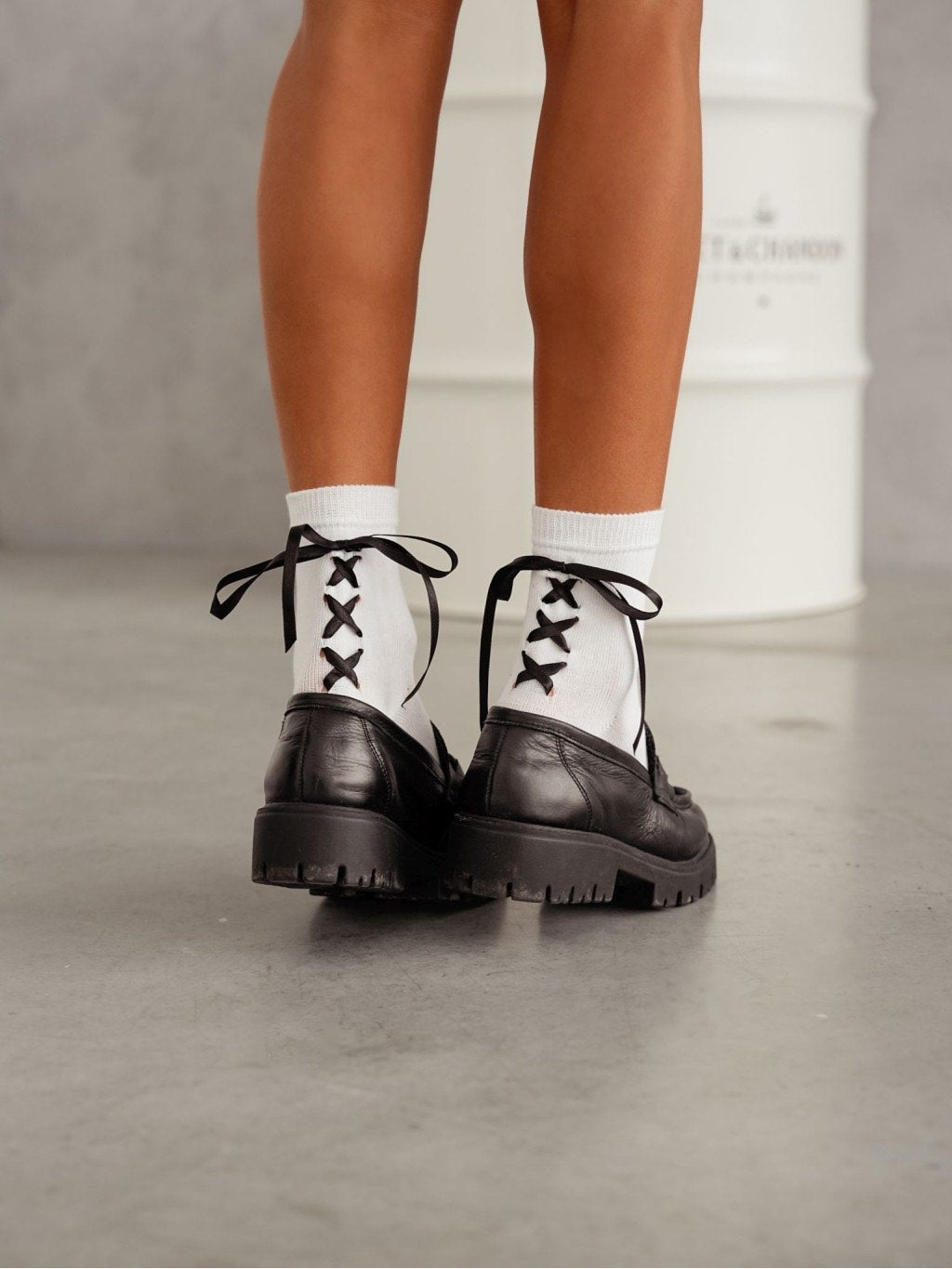 Cotton Socks with Back Lace-Up Ribbons – Cosy, Chic & Feminine