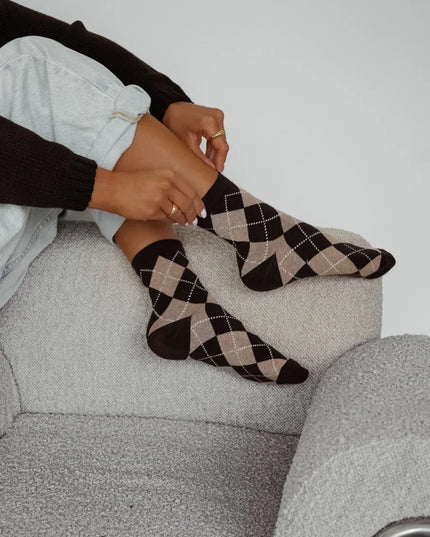 Vintage Argyle-Style Cotton Socks – Cosy, Chic & Timeless - Top Tights