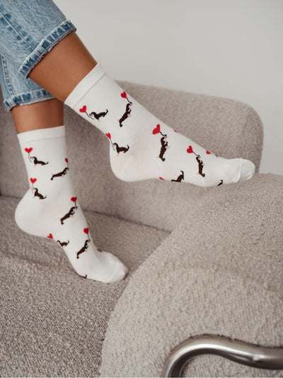 Cotton Socks with Dachshunds & Hearts – Cosy, Cute & Playful